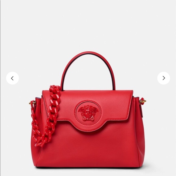 NEW, NEVER WORN, WITH TAGS! Versace La Medusa Medium Handbag in Red w/ dust bag. - Picture 7 of 9